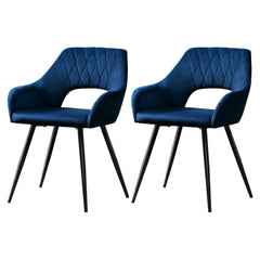 Caitlee Velvet Dining Chairs Set of 2 - Blue