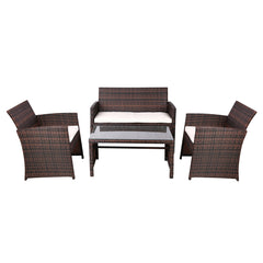 Set of 4 Outdoor Lounge Setting Rattan Patio Wicker Dining Set Brown