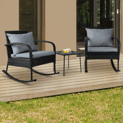3 Piece Outdoor Chair Furniture Rocking Set