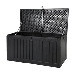 270L Outdoor Storage Box Container Garden Toy Indoor Tool Chest Sheds Black