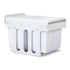 Twin Pull Out Kitchen Bins 15L with Double Dual Sliding Design Easy to Install Waste Basket - White