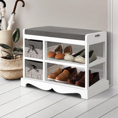 Wooden Shoe Cabinet Bench with 2 Drawers