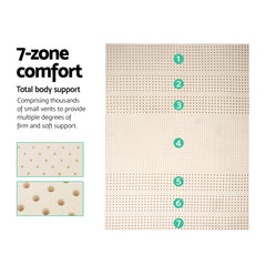 7 Zone Pure Natural Latex Mattress Topper 5cm Queen