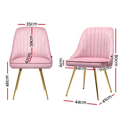 Nappa Dining Chairs Velvet Pink Set of 2