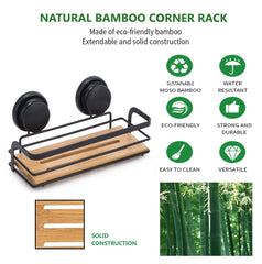 2 Pack Rectangular Bamboo Corner Shower Caddy Bathroom Kitchen