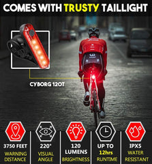 Waterproof Rechargeable LED Bike Lights Set 2000mAH