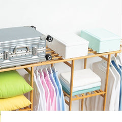 150cm Width Bamboo Clothes Rack Garment Closet Storage Organizer Hanging Rail Shelf Fabric Dustproof Cover