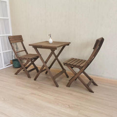 3 Piece Outdoor Foldable Bistro Round Table Set