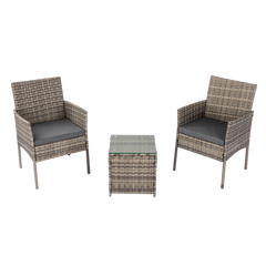 3Pcs PE Rattan Outdoor Furniture Chair Set- Mixed Grey