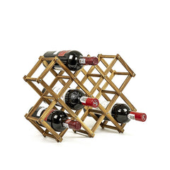 Freestanding Wooden Wine Rack 10 Bottles Countertop Storage