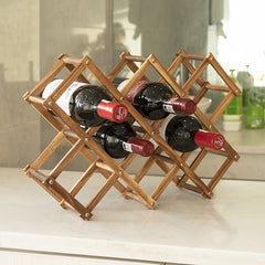 Freestanding Wooden Wine Rack 10 Bottles Countertop Storage