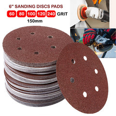 150PCS 6" Sanding Discs Pads 150mm 60 - 240 Grit Mixed Orbital Sander Sandpaper