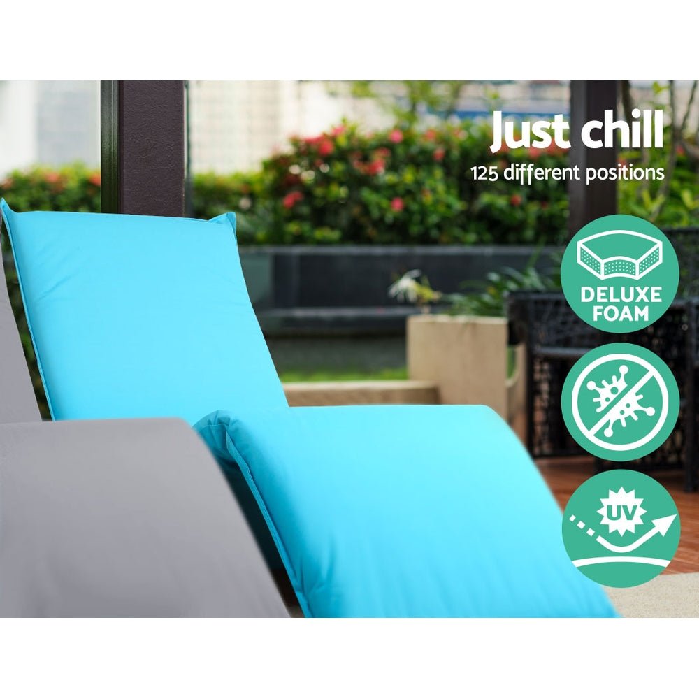 Adjustable Beach Sun Pool Lounger - Blue - Direct On Sale