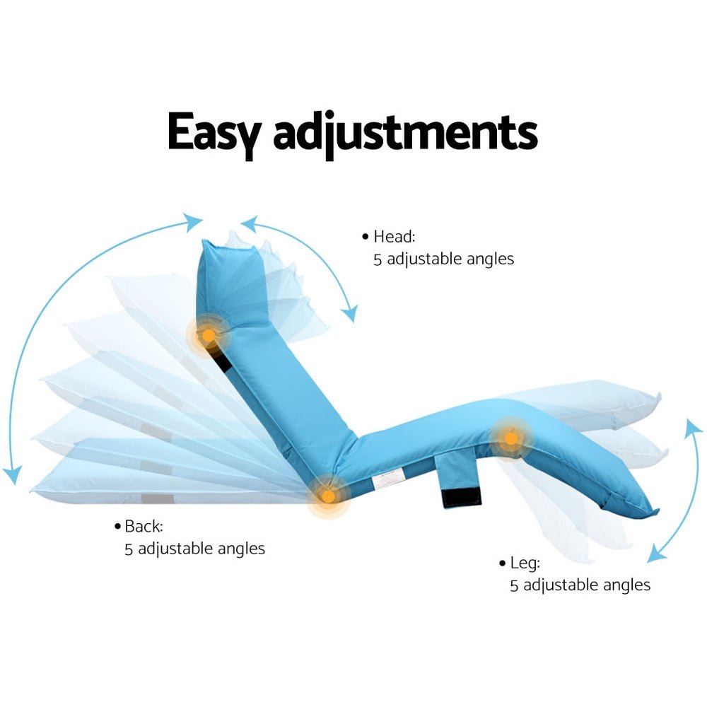 Adjustable Beach Sun Pool Lounger - Blue - Direct On Sale