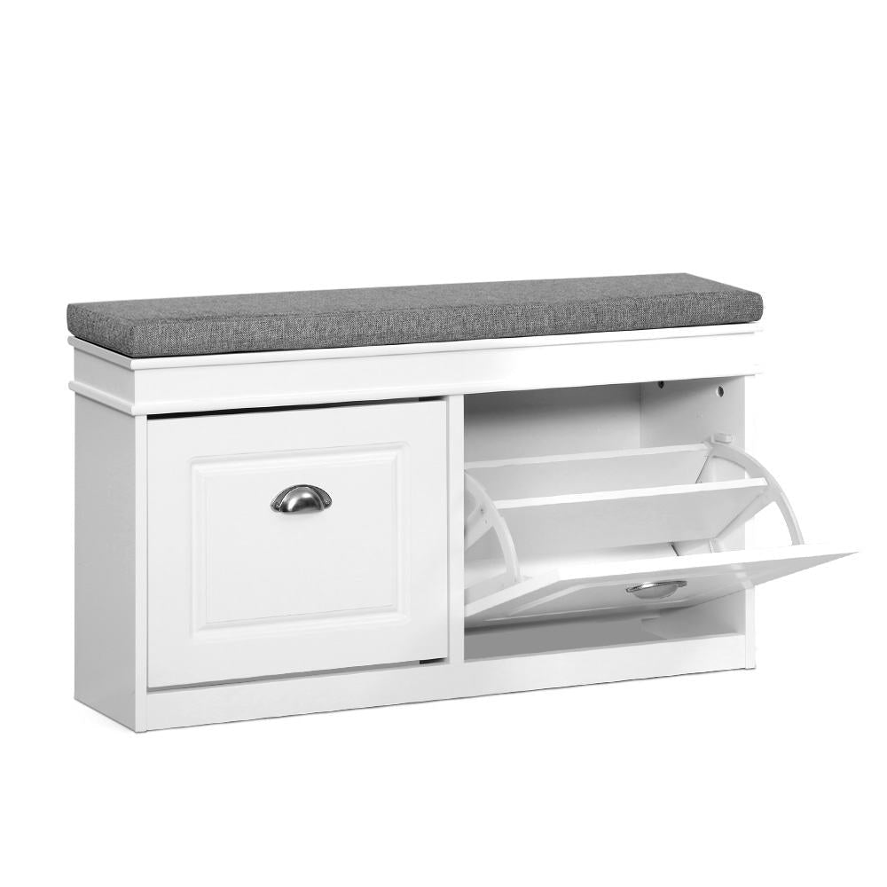 Artiss Shoe Cabinet Bench Shoes Storage Rack Organiser Drawer White Shelf 12 Pairs Box - Direct On Sale