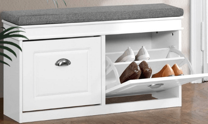 Artiss Shoe Cabinet Bench Shoes Storage Rack Organiser Drawer White Shelf 12 Pairs Box - Direct On Sale