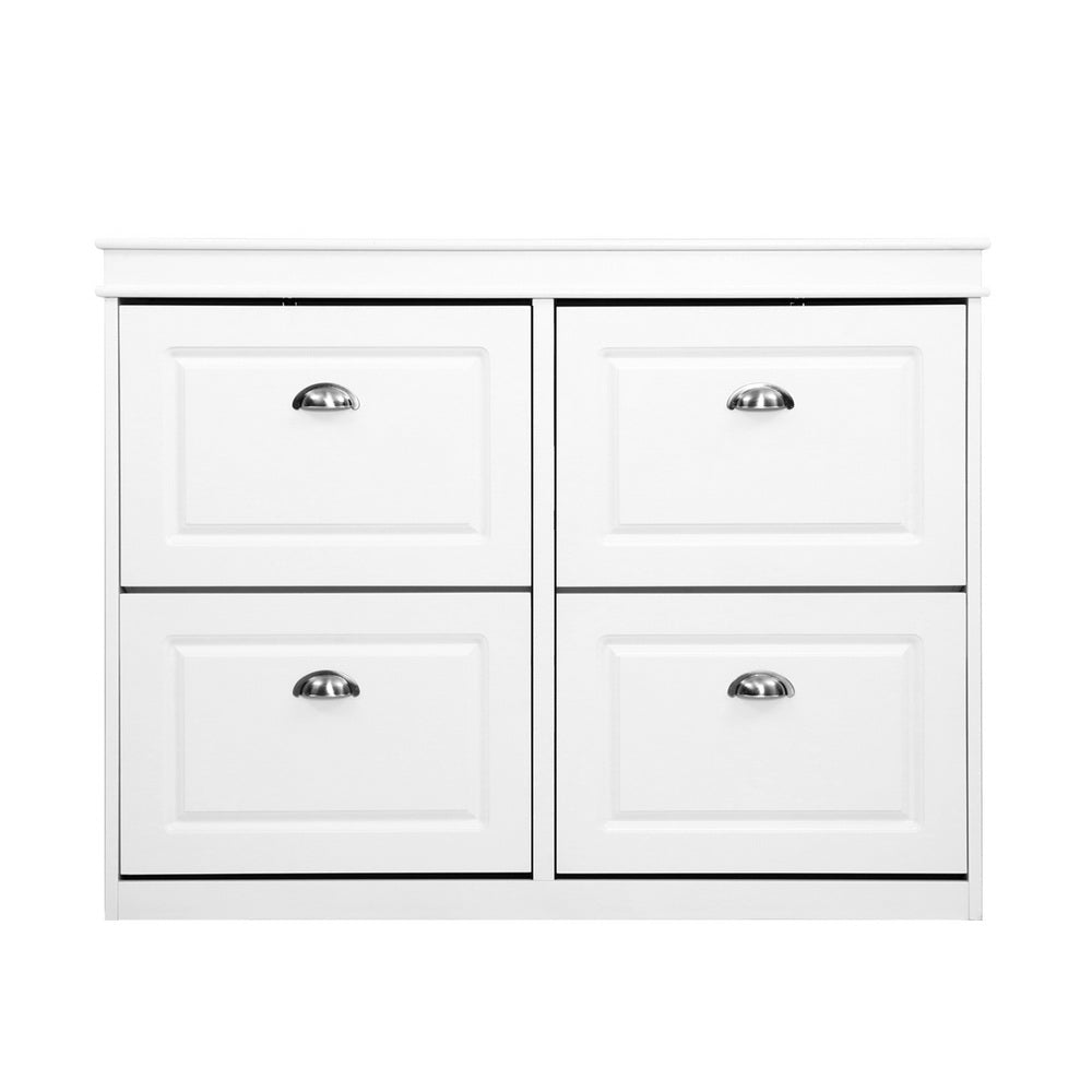 Artiss Shoe Cabinet Shoes Storage Rack Organiser White Shelf Drawer Cupboard 24 Pairs - Direct On Sale