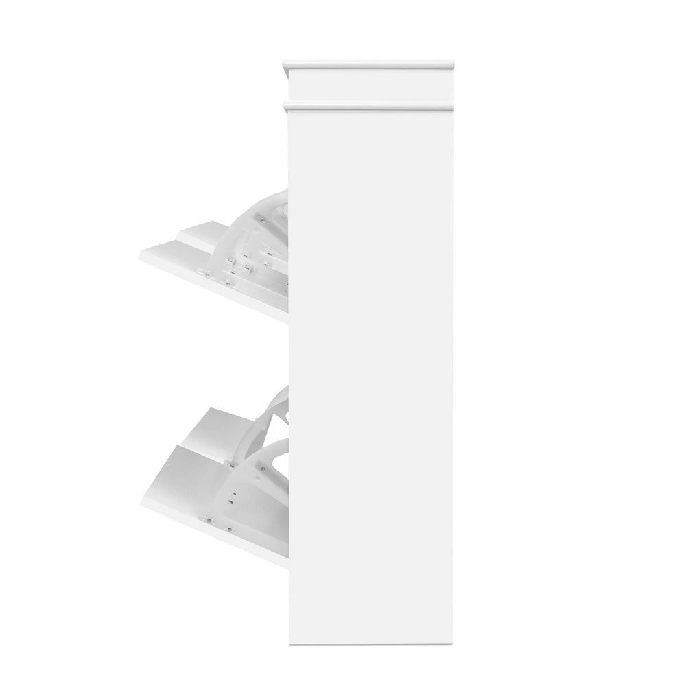 Artiss Shoe Cabinet Shoes Storage Rack Organiser White Shelf Drawer Cupboard 24 Pairs - Direct On Sale