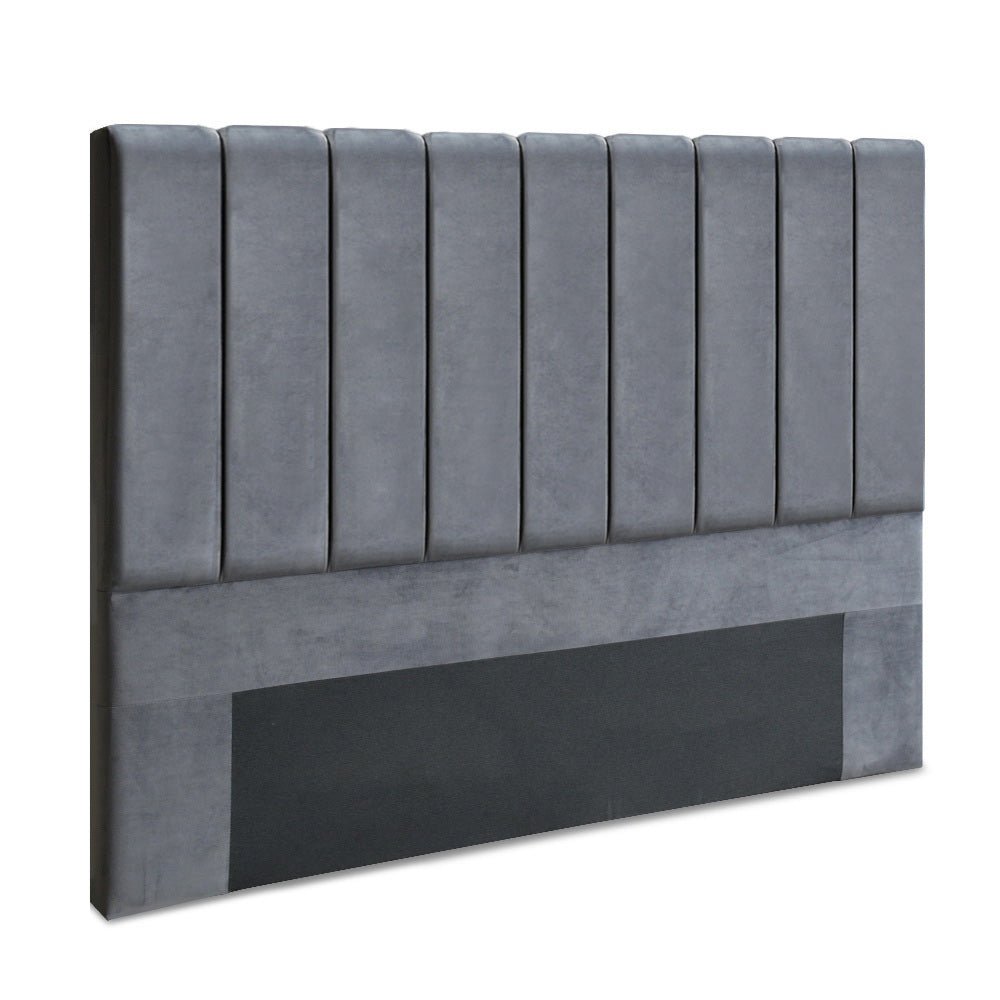 Artiss VELA Bed Head Headboard King Size Bedhead Velvet Grey - Direct On Sale