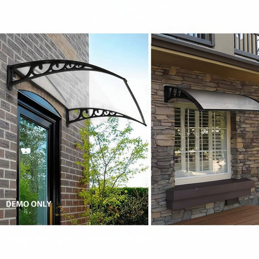 DIY door and window awning with clear polycarbonate panel