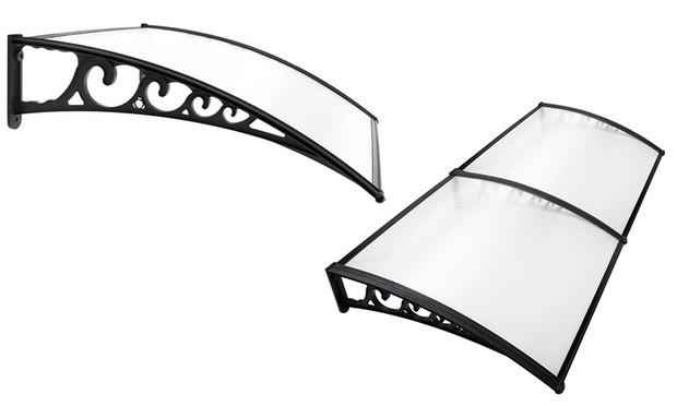 Clear polycarbonate awning panel detail