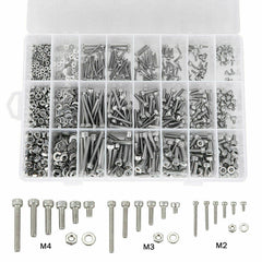 1080pcs M2/M3/M4 Stainless Steel Bolts Nuts Screws Hex Head Assorted Kit Set