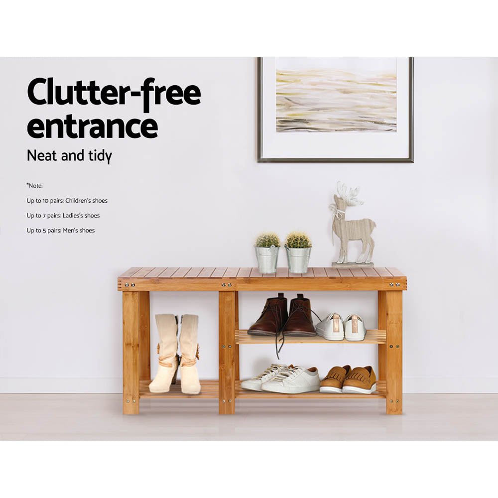 Bamboo Shoe Rack Bench - Direct On Sale
