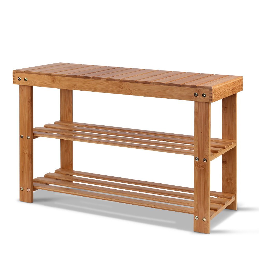 Bamboo Shoe Rack Wooden Seat Bench Organiser - Direct On Sale