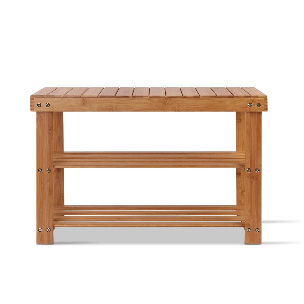 Bamboo Shoe Rack Wooden Seat Bench Organiser - Direct On Sale