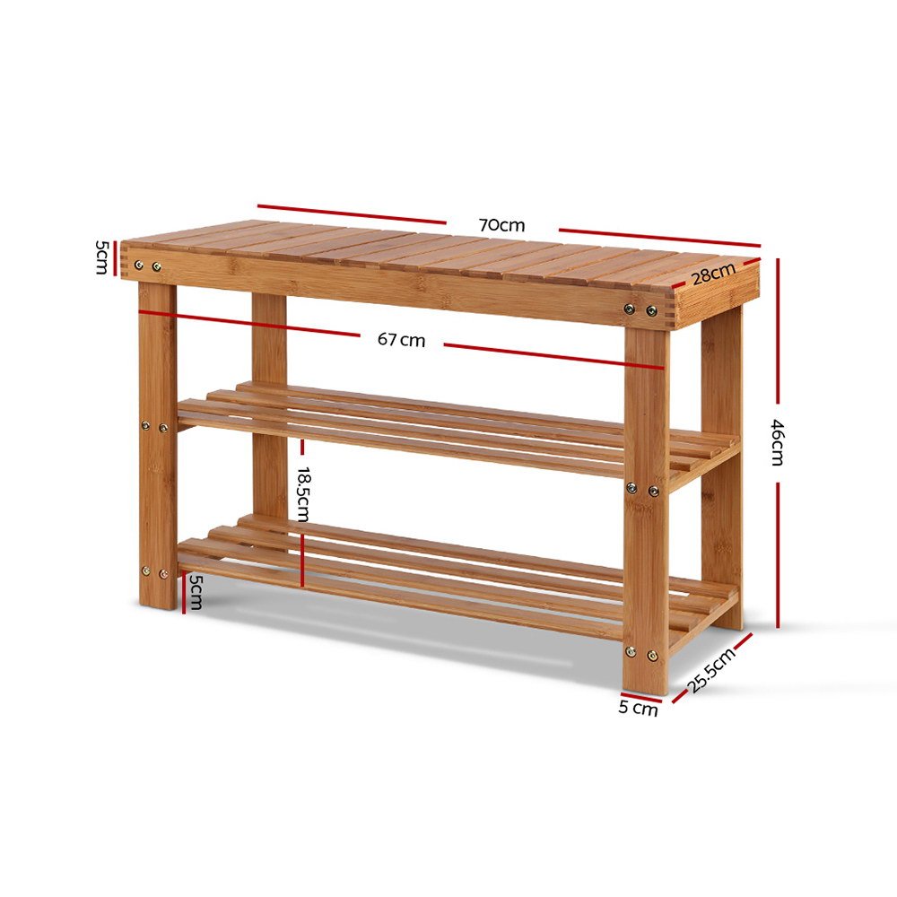 Bamboo Shoe Rack Wooden Seat Bench Organiser - Direct On Sale
