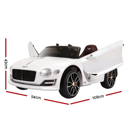 Bentley Kids Ride On Car Licensed Electric Toys 12V Battery Remote Cars White - Direct On Sale