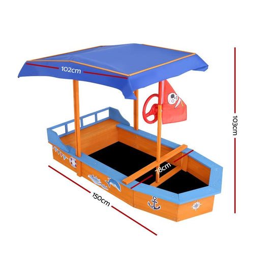 Boat - shaped Canopy Sand Pit - Direct On Sale