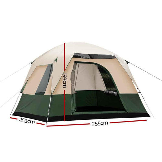 Camping Tent 4 Person Weisshorn Hiking Beach Tents Canvas Ripstop Green - Direct On Sale