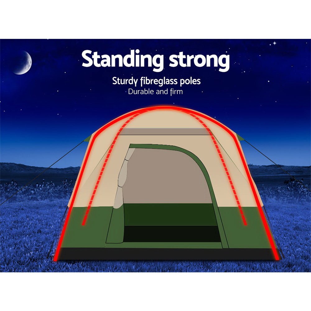 Camping Tent 4 Person Weisshorn Hiking Beach Tents Canvas Ripstop Green - Direct On Sale