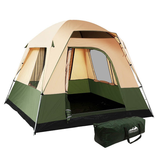 Camping Tent 4 Person Weisshorn Hiking Beach Tents Canvas Ripstop Green - Direct On Sale