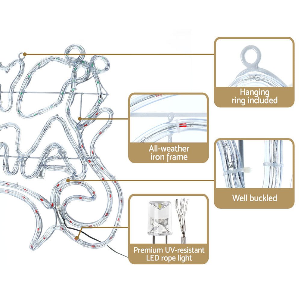 Christmas Motif Lights LED Rope Merry Xmas Waterproof Colourful - Direct On Sale