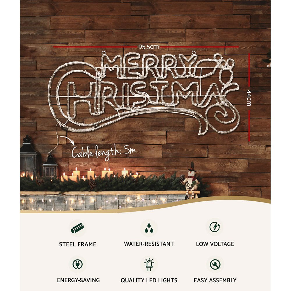 Christmas Motif Lights LED Rope Merry Xmas Waterproof Colourful - Direct On Sale