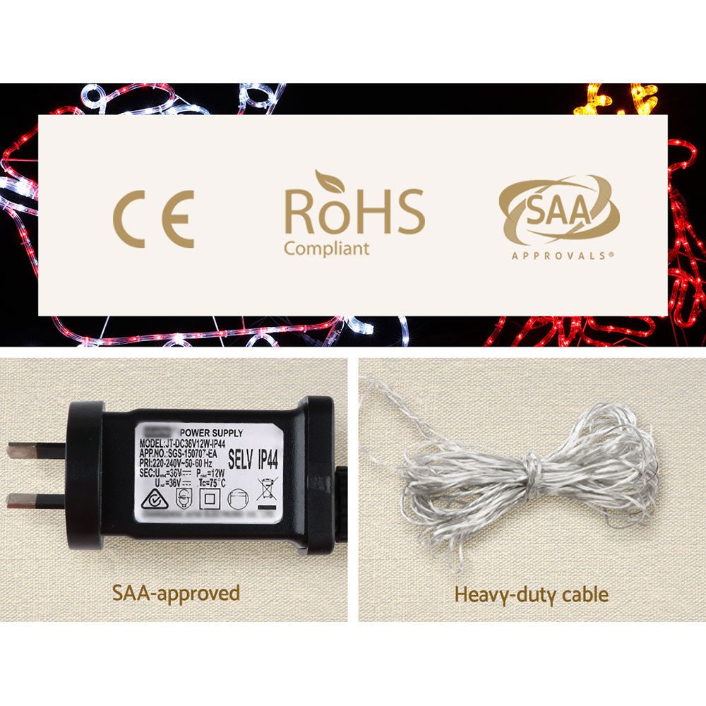 Christmas Motif Lights LED Rope Reindeer Waterproof Colourful Xmas - Direct On Sale