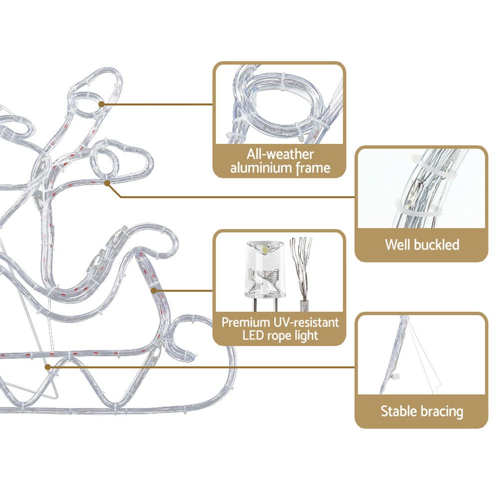 Christmas Motif Lights LED Rope Reindeer Waterproof Colourful Xmas - Direct On Sale