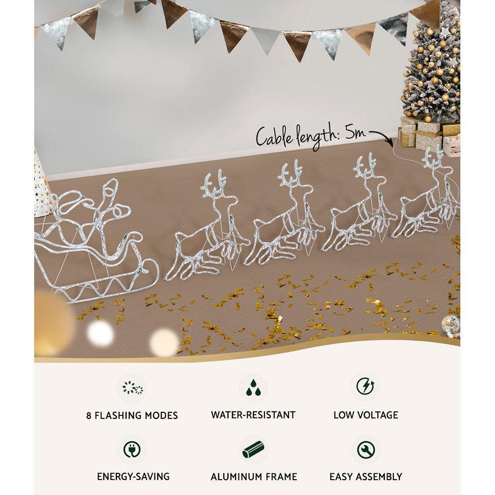 Christmas Motif Lights LED Rope Reindeer Waterproof Colourful Xmas - Direct On Sale