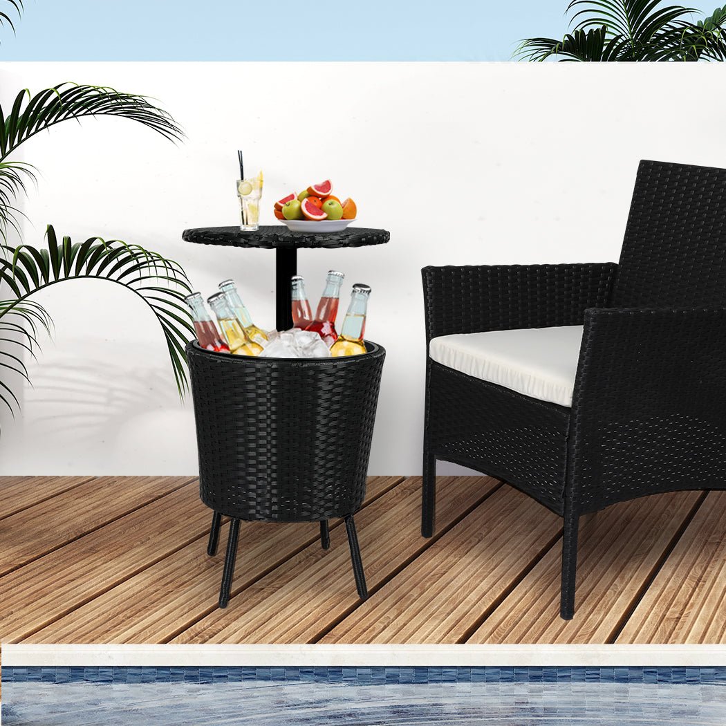 Cooler Ice Bucket Table Bar Outdoor Rattan Furniture Patio Pool Storage - Direct On Sale