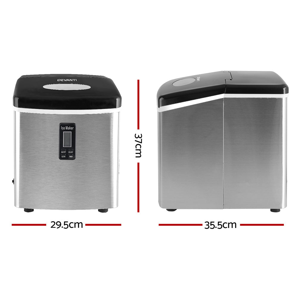 Devanti 3.2L Stainless Steel Portable Ice Cube Maker - Direct On Sale