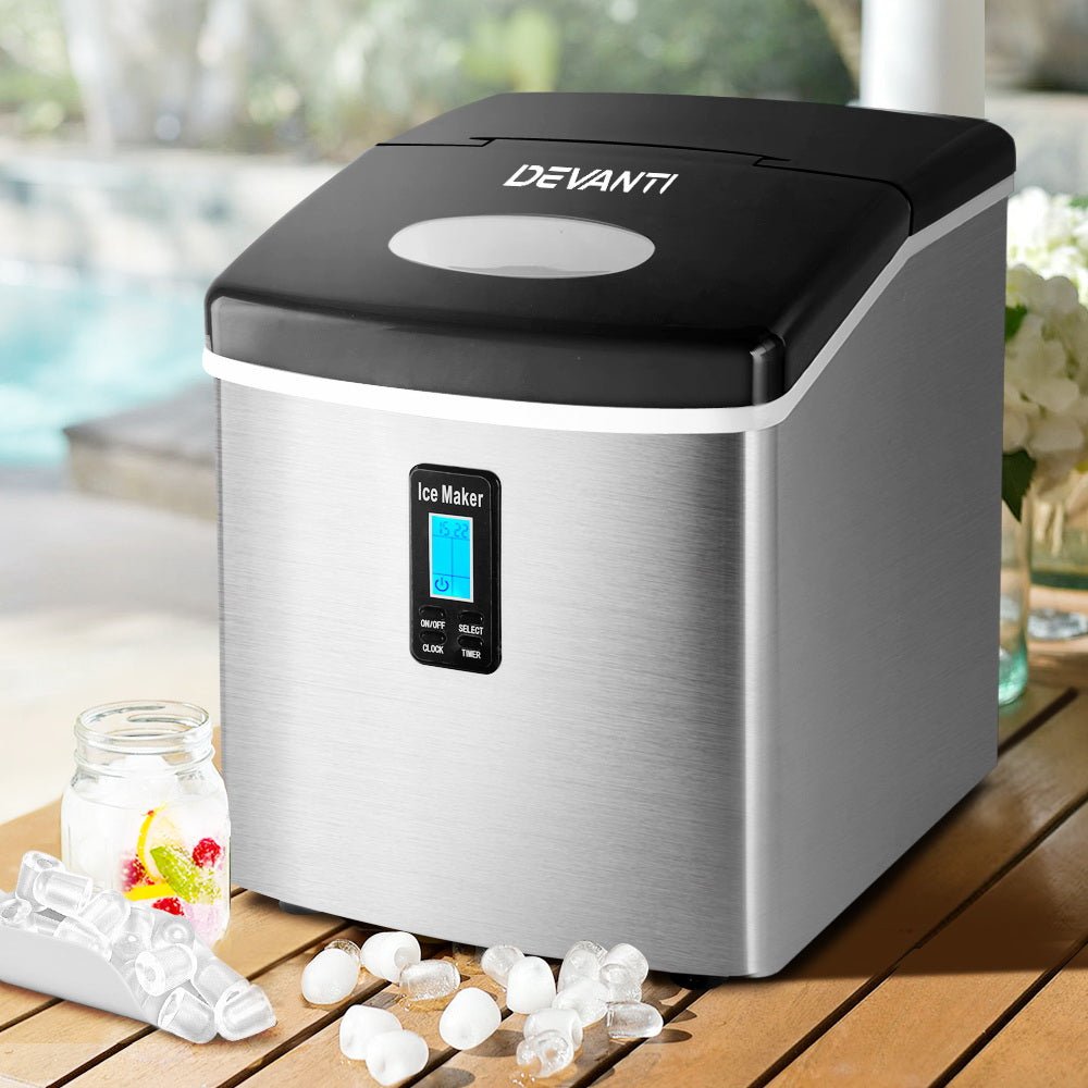 Devanti 3.2L Stainless Steel Portable Ice Cube Maker - Direct On Sale