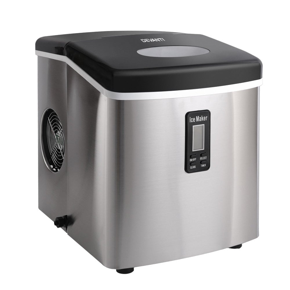 Devanti 3.2L Stainless Steel Portable Ice Cube Maker - Direct On Sale