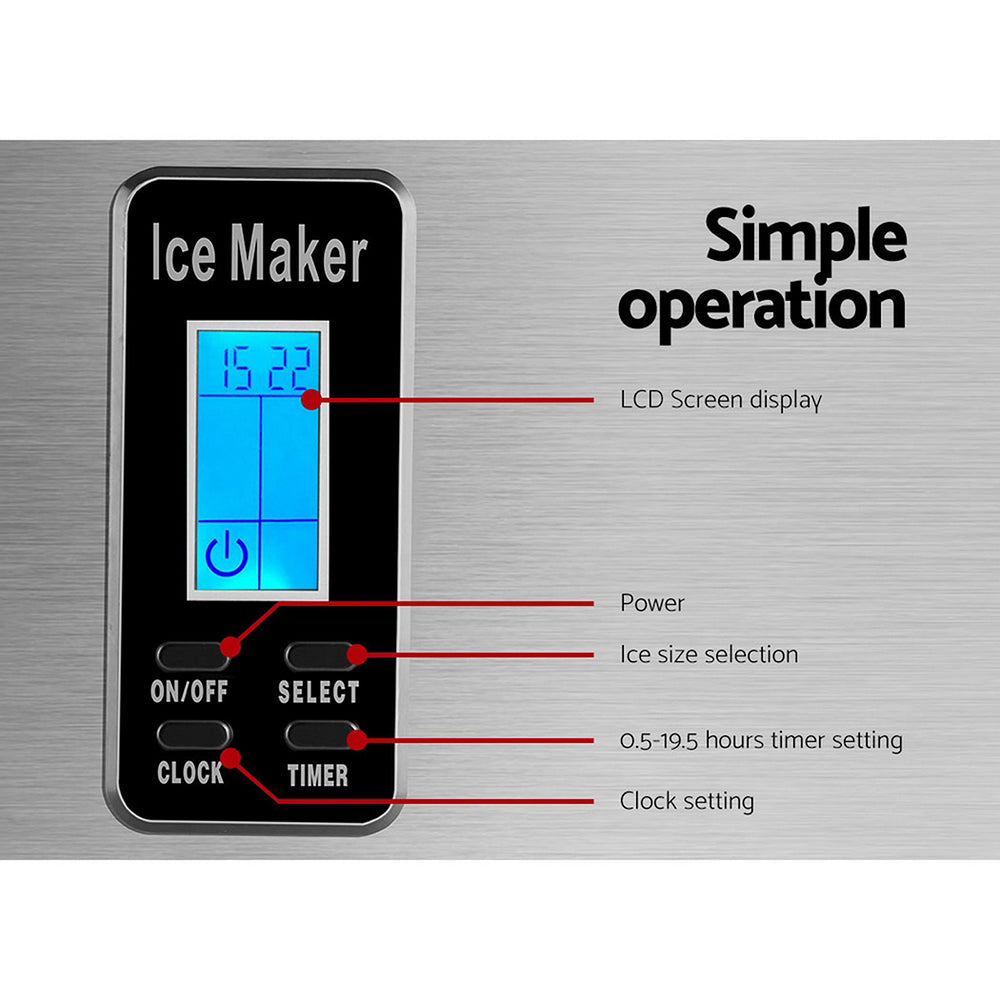 Devanti 3.2L Stainless Steel Portable Ice Cube Maker - Direct On Sale