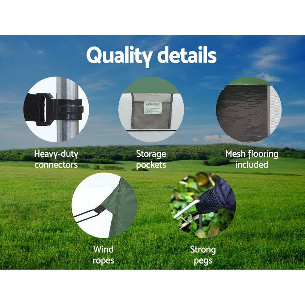 Double Camping Shower Toilet Tent Outdoor Portable Change Room Green - Direct On Sale