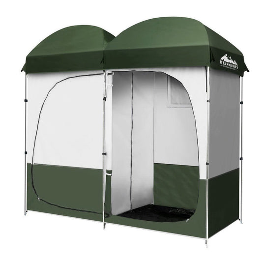 Double Camping Shower Toilet Tent Outdoor Portable Change Room Green - Direct On Sale