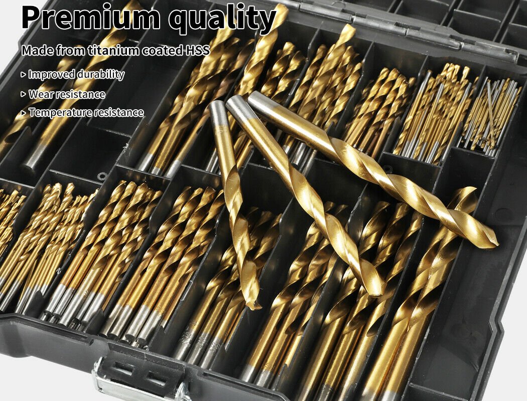 Drill Bits Set HSS Metric 1mm - 10mm Titanium Coated Metal Wood Plastic 230PCS - Direct On Sale