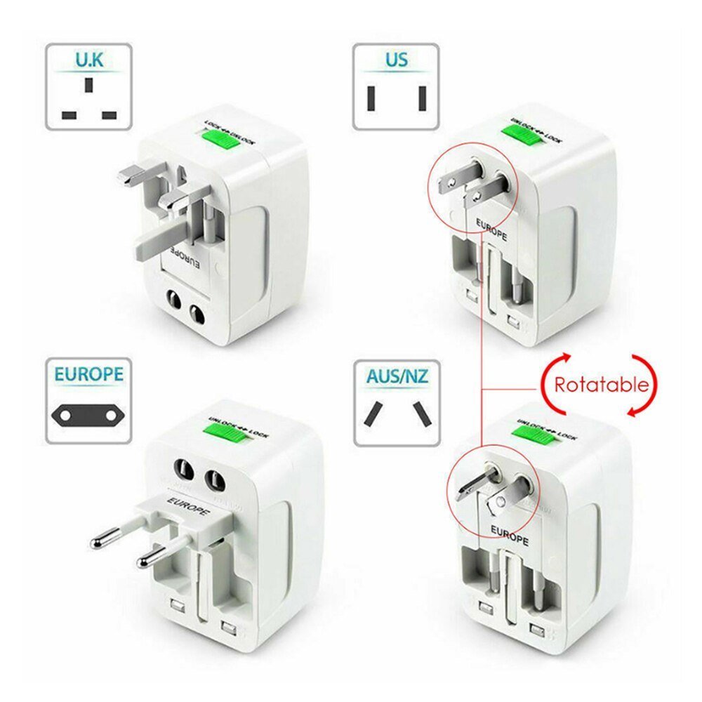 Dual USB Portable Electric Plug Power Socket Adapter International Travel Universal Charger Converter EU UK US AU - Direct On Sale