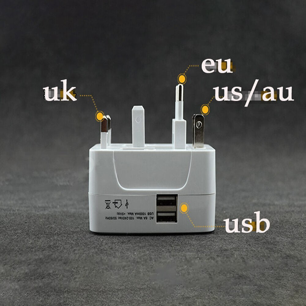 Dual USB Portable Electric Plug Power Socket Adapter International Travel Universal Charger Converter EU UK US AU - Direct On Sale